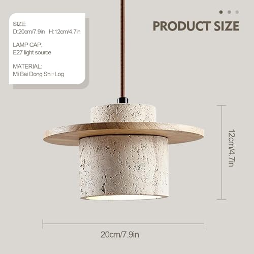 Rzoizwko PL002 Wabi Sabi Pendant Light Natural Stone Single Marble Ceiling Lamp For Kitchen Island,Nordic Farmhouse Design,Mid-Century Vintage Wood Chandelier thumb #1
