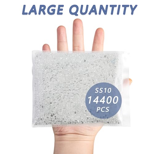 Image of Beadsland Flat Back Crystal Rhinestones Bulk, Transparent, SS10, 14400pcs | Flatback Glass Gems for Nails Crafts Clothes DIY Decoration, Glue Fix, 2.7-2.9mm,without Silver Backing
