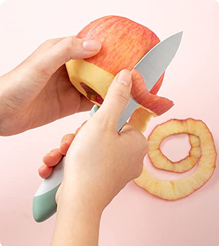 Jonbyi Paring Knife 4 Inches, Kitchen Utility Knife - Ultra Sharp Stainless Steel Fruit Knife For Vegetables With Hippo Shaped Cover, Small Portable Pairing Knives Food Knife With Sheath, Green #TOP4