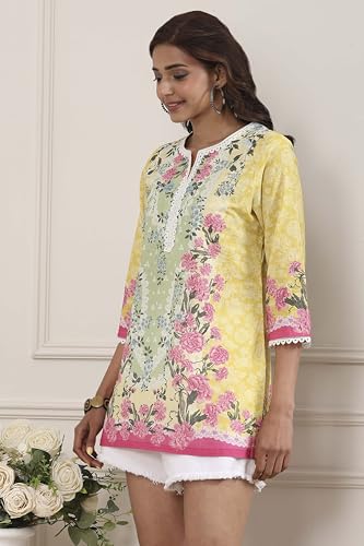 Image of BIBA Women Cotton Printed Straight Short Kurta