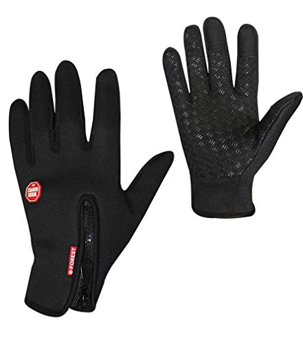 屋外の冬は暖かい防風スキーの乗り物の手袋 (黒, XL)