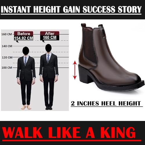 Image of Men's 2 Inch Heel Height Increasing Faux Leather Material With Casual Formal Slipon Chelsea Boot.