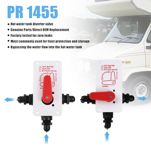 Image of RV Hot Water Tank Diverter Valve RP 1455, replaces PN 94228, Bypass Directional Valve, 1 /2-inch Pex Connections, Similar To RV Hot Water Tank Diverter Valve PN 94228