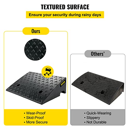 Vevor Rubber Curb Ramp, 6" Rise Height 2 Pack, Heavy-Duty 6800 Lbs/3 T Capacity Threshold Ramps, 19" L X 15" W Driveway Ramps With Stable Grid Structure For Cars, Wheelchairs, Bikes, Motorcycles #TOP3