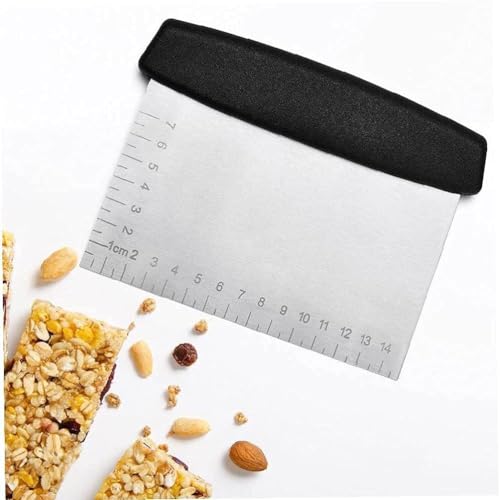 Image of Bench Dough Scraper Chopper Stainless Steel Kitchen Utensil Multipurpose Pastry /Food Cutter Scraper Baking Tool for Cake, Pizza, Bread, BBQ (Pack - 1) (Black)