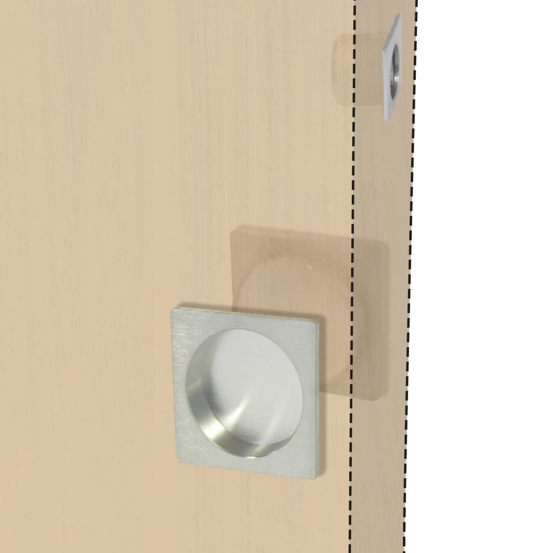 BricoShopping® SET HANDLES FOR INTERIOR DOOR IN WOOD WITH SLIDING COMPARTMENT KIT WITHOUT LOCK BUILT-IN HOOK and blind pawl Square gold steel nozzle (Square S/S, Satin Chrome)