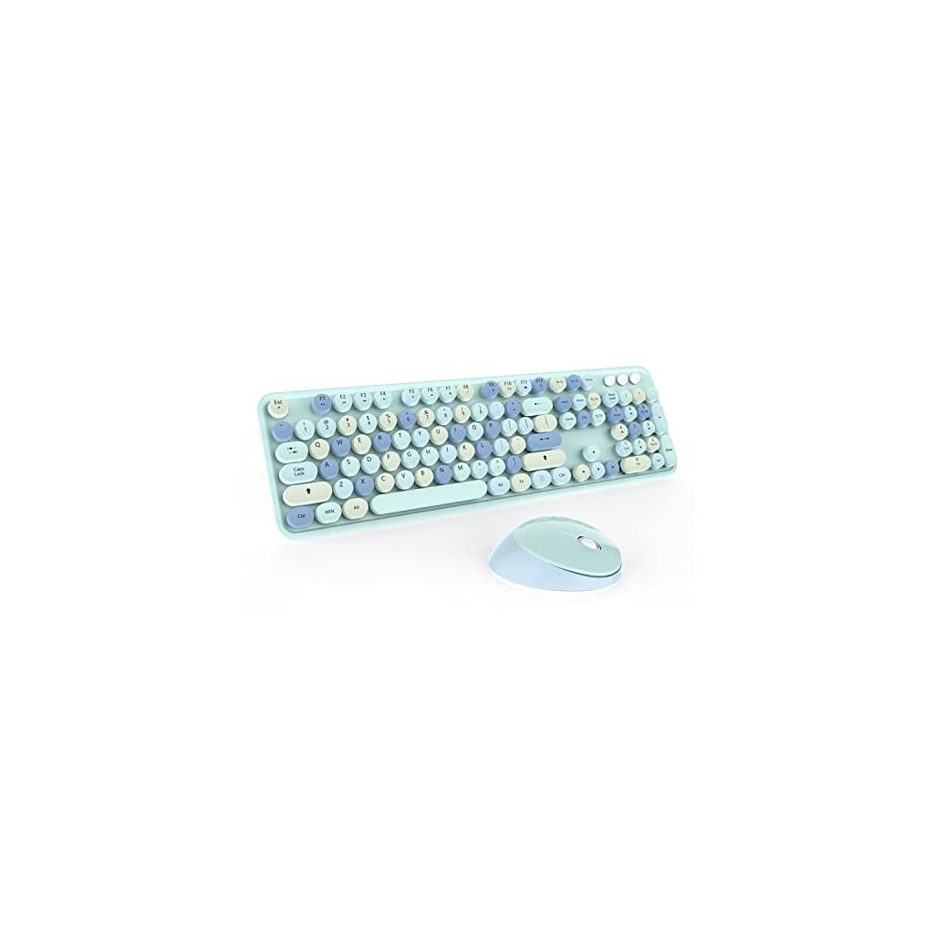 Wireless-Keyboard-and-Mice-ComboRetro-Round-Keys-Full-Sized-Cute-Keyboard-24Ghz-Dropout-Free-Connection-and-Optical-Mouse-for-Windows-Mac-PC-Laptop-Desktop-Blue-Colorful