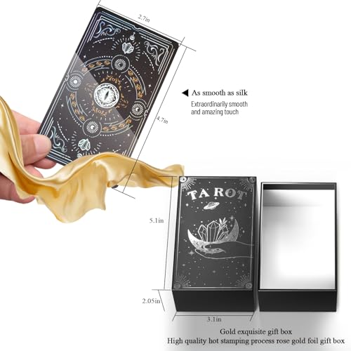 WJPC Silver Foil Edge Tarot Cards with Guide Book Set&Gift Box for Beginner& Expert. Original Design Tarot Cards Decks - Thumbnail 3