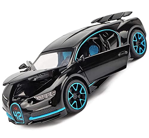 Image of 1:32 Scale Bugatti Chiron Die-Cast Metal Cars with 4 Openable Doors Light and Musical Sound, Pull Back Action Vehicle Toy for Kids【Colors as Per Stock】