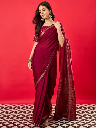 Image of AKHILAM Women's Kanjivaram Woven Soft Silk Saree With Blouse Piece