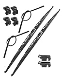 1Pair 32 Inch RV Windshield Wiper Blade for 9mm＆12mm J-Hook Arms, Heavy Duty Saddle Mount Wiper Blade for Class A Motorhomes Bus with 2 Rubber Refills＆2 Rubber Strips Replacement