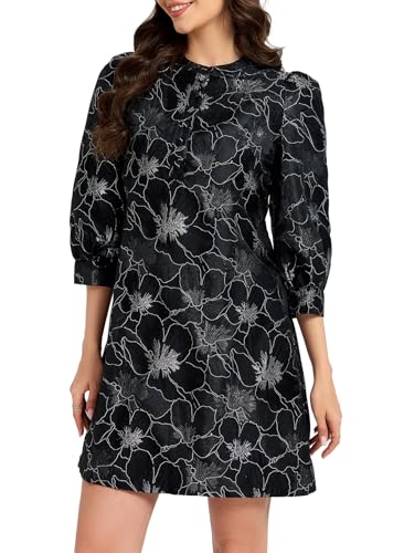 Image of Ladyful Women's Floral Jacquard Dress Cocktail Mini Shift Dresses