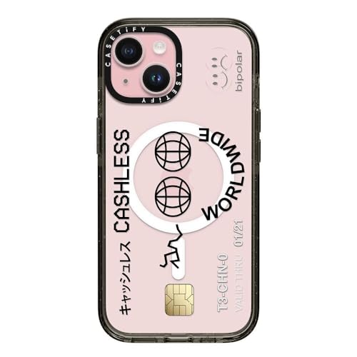 CASETiFY �C���p�N�g iPhone 15 �P�[�X [MIL�K�i���� (4x MIL-STD-810G)/2.5m����̗����������N���A/MagSafe �ɑΉ�] - Cashless Card - �u���b�N