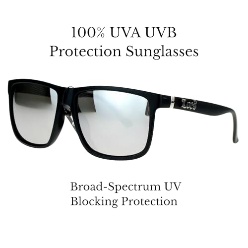 Locs Mirror Lens Gangster Oversized Rectangular horned Sunglasses Silver3