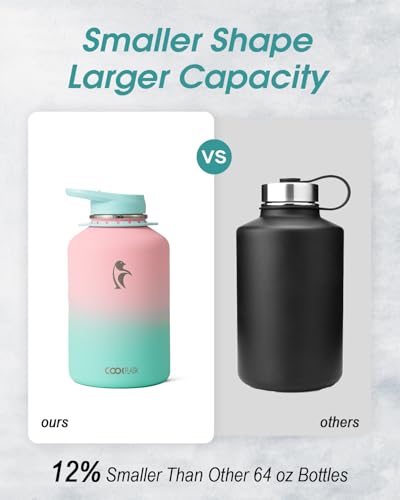 Image of Coolflask Half Gallon Water Bottle Insulated Stainless Steel with Strap