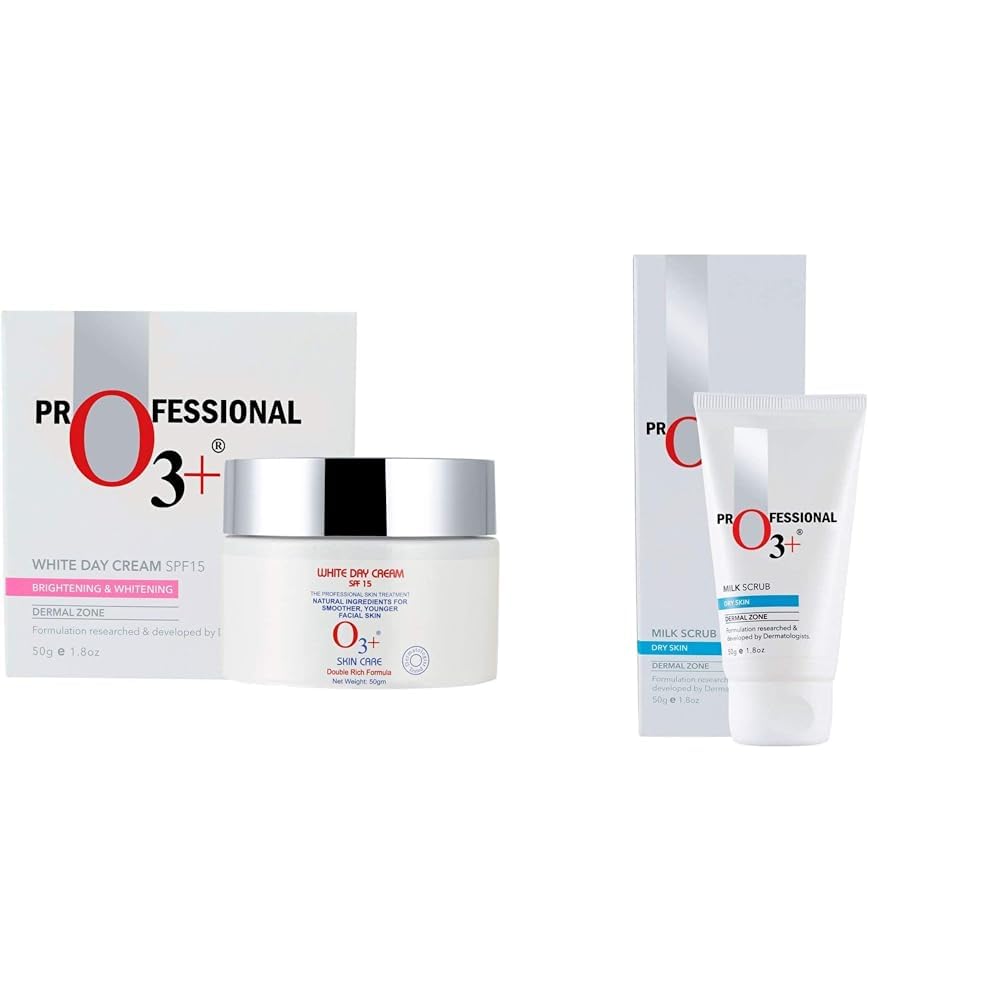 O3+ SPF 15 Day Cream Sun Protection Formula for Normal to Dry & O3+ Milk Scrub Enriched with Macadamia Nuts Extracts for Clean & Bright Complexion Combo-image-11