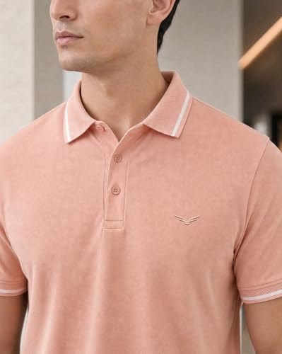 Image of NOBERO Men's Travel Polo T-Shirt | Premium Cotton Stretch Fabric | Anti-Odor & Water-Repellent | UPF 50+ Sun Protection | Regular Fit Polo Collar Casual Wear