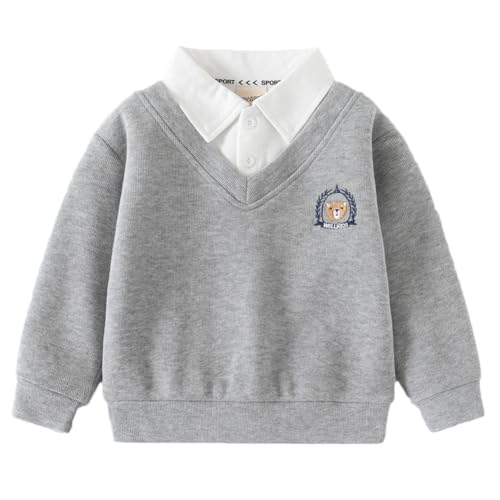 Boys Cotton Plaid Sweatshirts Lapel Button Down Long Sleeve Pullover Tops Sweatshirts