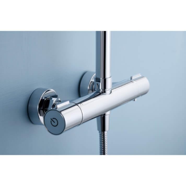 MICE - Columna de ducha con Rociador, Mango de Ducha - Conjunto Barra de ducha extensible - duchas para exterior/interior fabricado en acero inoxidable S.304. Termostatico BTK017/AC