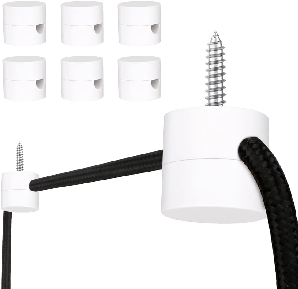 6 Pack Swag Hook for Ceiling Hanging Light, White Pendant Light Hook, DIY Lamp Electric Wire Cable Cord Chandelier Fixture Hardware Wall Hook