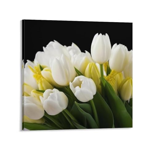 Toile murale abstraite fleurs haut de gamme - Cadre moderne 40x40 cm