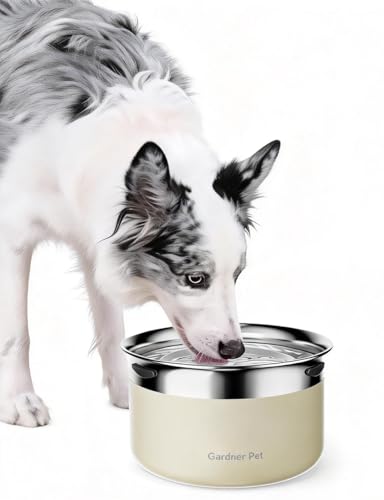 Gardner Pet Ciotola Acqua Cane Antigoccia, 3,85L Ciotola per Cani in Acciaio Inox a Prova di Fuoriuscite, Anti-Ingoio per Cani di Taglia Grande, Adatta per Interno ed Esterno, Previene Gocce, Bianco