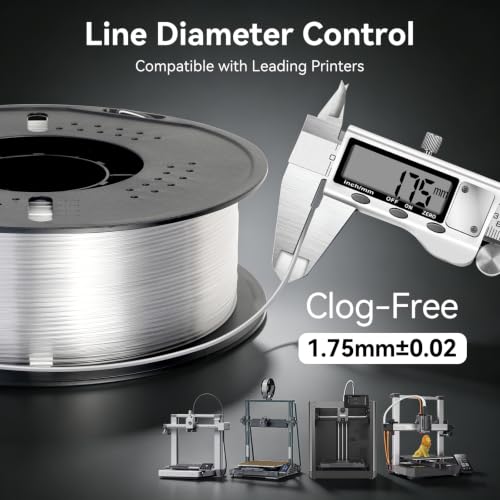 Image of Kingroon PETG 3D Printer Filament, High Strength, Low Warping, Odorless, Dimensional Accuracy + /- 0.02 mm, 1kg Spool(2.2lbs), 1.75 mm, Clear