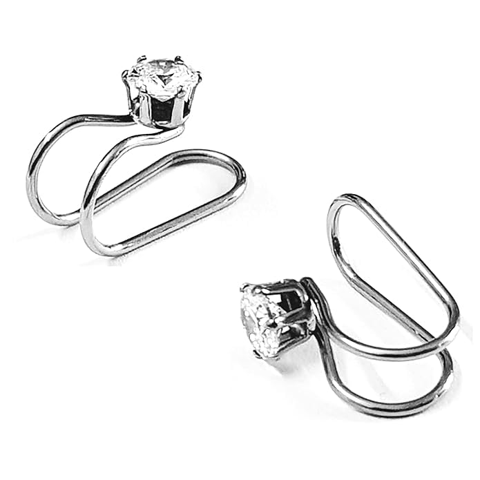 El Regalo 2 PCs Clip-On Non Pirecing Cuff Earrings for Girls & Women- CZ Crystal Ear Cuff Wrap Cartilage Clip Earrings Elegant No Piercing Ear Cuff Clip (Silver) (B0CZ76TNWJ) Amazon Price History, Amazon Price Tracker