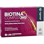 BIOTINA CAPELLI - Formula di Ricrescita 360°, Integratori per capelli con Biotina, Selenio e Zinco. Biotina Vitamine capelli, unghie e pelle. Azione di ricrescita e anticaduta per donna uomo