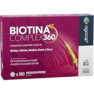 BIOTINA CAPELLI - Formula di Ricrescita 360°, Integratori per capelli con Biotina, Selenio e Zinco. Biotina Vitamine capelli, unghie e pelle. Azione di ricrescita e anticaduta per donna uomo