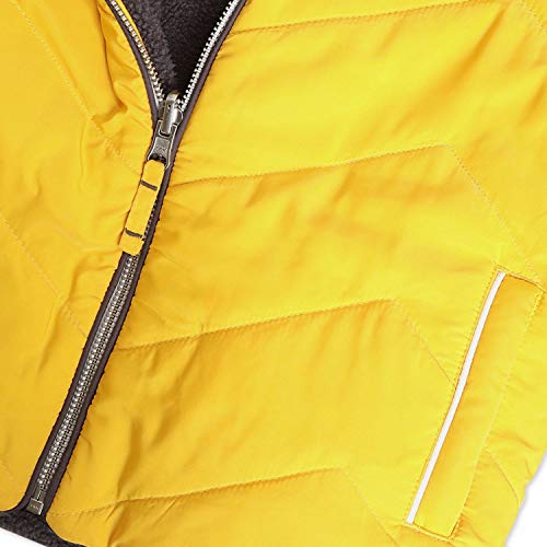 Image of THE ORIGNAL CHERRY CRUMBLE CALIFORNIA Unisex Cherry Crumble Boy'S Colorblock Quilted Hooded Reversible Jacket Regular (Ctws-Jckt-5638Yl Yellow 8-9 Years)
