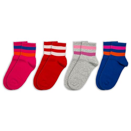 Chaussettes de sport rayées colorées RAFRAY : lot de 4 paires de socquettes en coton taille 36-40