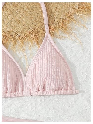 Girl's Padded Halter Bathing Suit Wireless Swimsuit with Cover Up Skirt 3 Piece Swimwear Set3