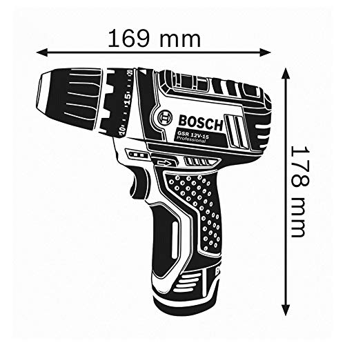 Miniatura 3 de Bosch Professional 12V System atornillador a batería GSR 12V-15 (incl. set de 39 accesorios, batería 2.0Ah, batería 4.0Ah, cargador GAL 12V-20, bolsa de herramientas)