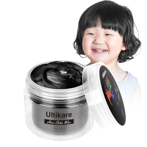 Cera Gris del color del pelo, Ultikare cera de color para el pelo Temporal Cera natural desechable para teñir el cabello en color Cosplay, partido (Negro)