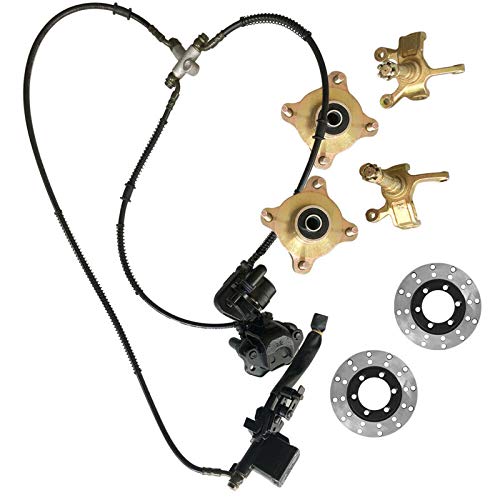 4 Stud Wheel Hub Disc Brake Assembly, Front Disc Brake Conversion Kit with Front Brake Disc Rotor/Caliper/Rim Hub/Spindle for ATV Motorcycle