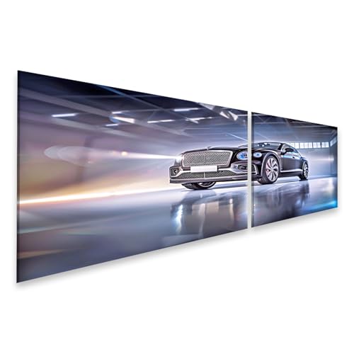 Image sur toile voiture noire de luxe dans un garage futuriste pour decoration de salon