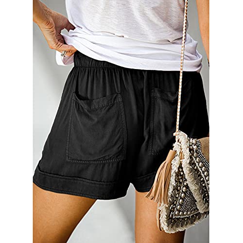 2023 Summer Casual Shorts for Women Drawstring Elastic Waist Beach Athletic Shorts Pocketed Comfy Cotton Lounge Shorts - Image 5