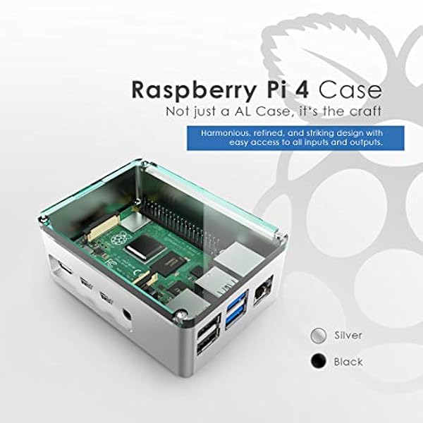 Anidees Pi-fodral i aluminium med topplock för Raspberry Pi 4 Model B – svart (AI-PI4-BB)