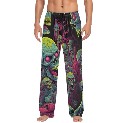 Men's Pajama Bottoms Zombie Skull Lounge Pajama Pants Sleep Bottoms with Pockets Drawstring Sleepwear for Men S