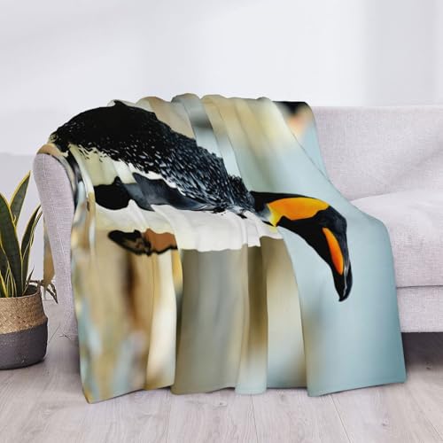 Couverture flanelle super douce pingouin idée cadeau lit et canapé - 5
