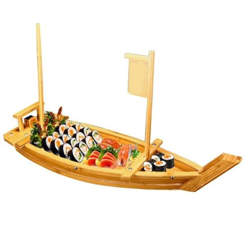 Bateau à sushi japonais en bambou pour réussir la présentation de vos poissons crus