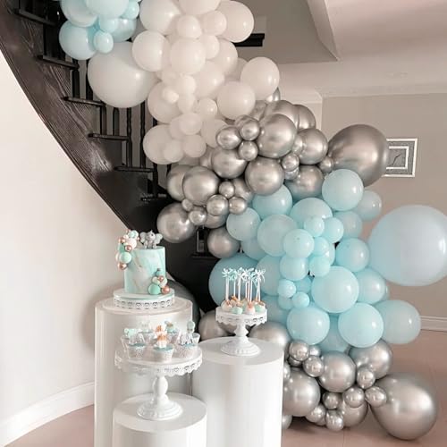 Image of Voircoloria Pale Aqua Balloons, 66pack 12inch Aqua Blue Latex Party Balloons for Wedding, Birthday, Graduation, Bridal Shower, Baby Shower, Gender Reveal, Anniversary, Bachelorette Party Decorations