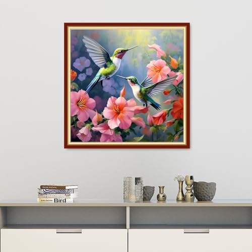 Image of Dooxvey Cross Stitch Kit for Adult Beginners - Hummingbirds Gather Honey 18x18 inch