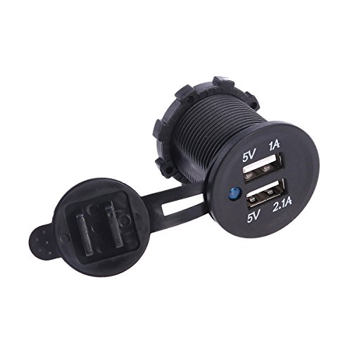 Adaptador doble USB para mechero de coche con luz LED azul anticlímax para carga rápida