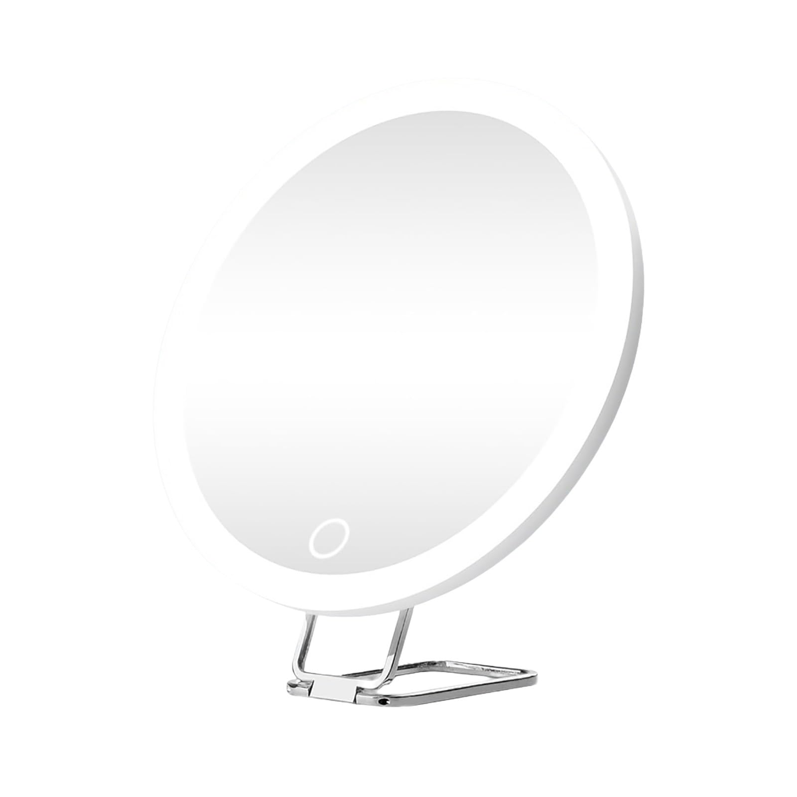 Espejo de aumento con ventosa de luz, espejo de maquillaje LED de primer plano, recargable de 6 pulgadas, 3 modos de color, atenuación de espejo de maquillaje iluminado, soporte de mesa de