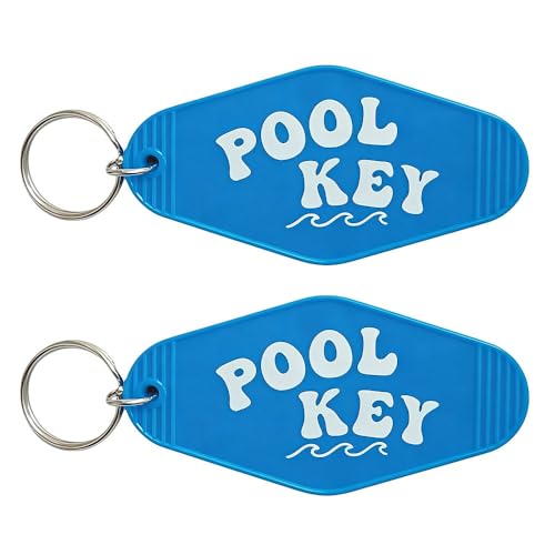 Jgrprlq 2pcs Pool Keychain Bulk Blue Plastic Vintage Motel Keychain