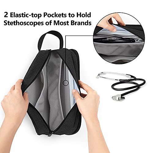 Image of Trunab Stethoscope Carrying Case Hold 2 Stethoscopes or BP Cuffs, Compatible with 3M Littmann /MDF /ADC, Medical Case with Extra Pocket for Nurse Accessories, Essentials for Nurses, Doctors, Black