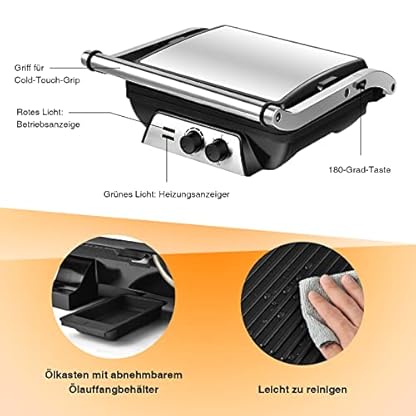 RELAX4LIFE 3 in 1 Sandwichmaker & Kontaktgrill & Paninimaker, 2000W Sandwichtoaster mit Antihaftbeschichteten Platten… – Bild 5