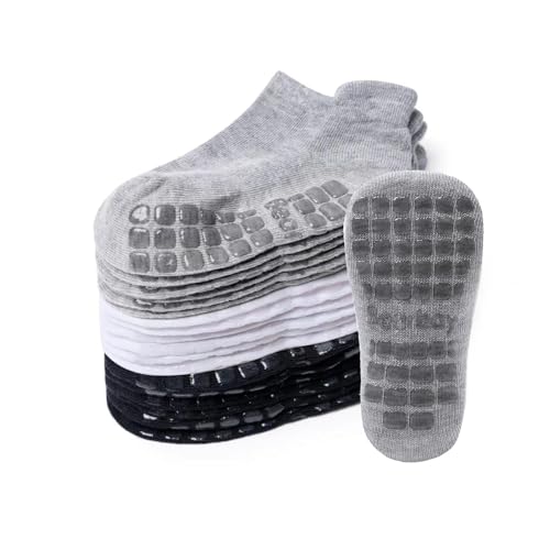 Baby Non Slip Ankle Socks with Grippers for 0 Months-7 Years Old Walking Socks